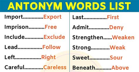 stake antonym|50 examples of antonyms.